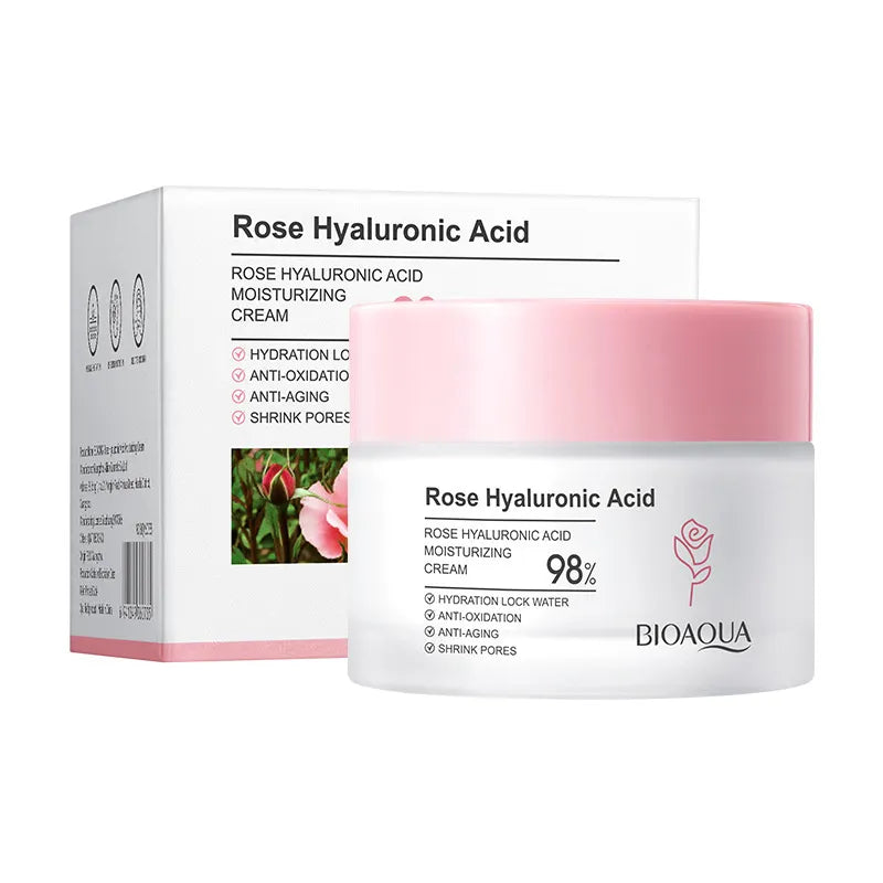Crema hidratante rosa con ácido hialurónico