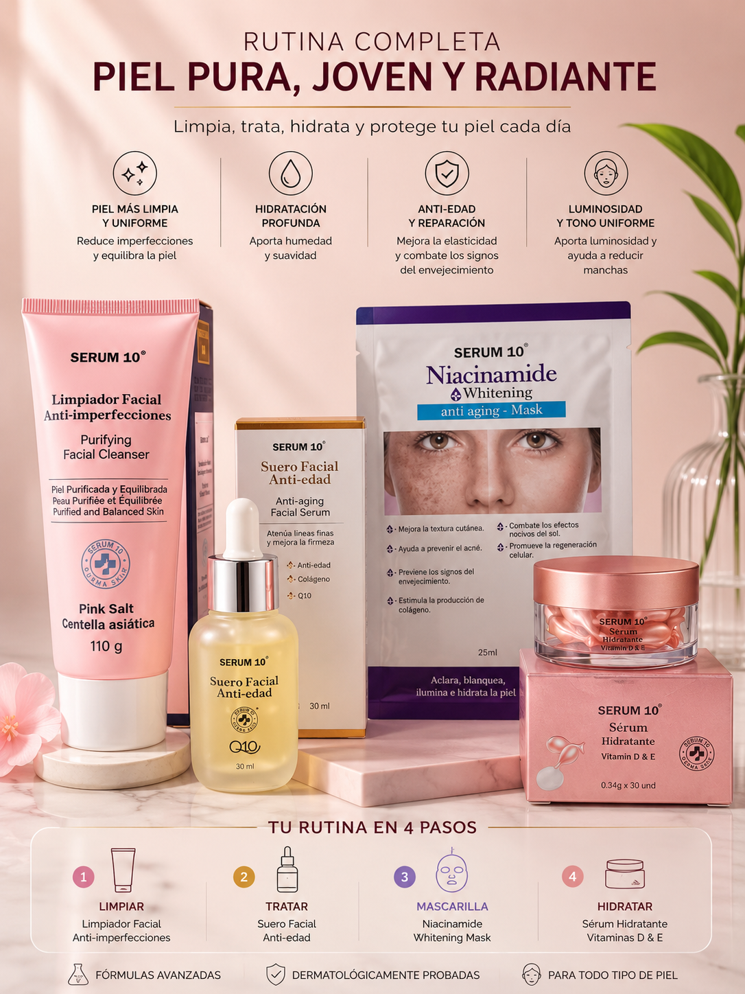 Rutina facial anti-imperfecciones en 4 pasos