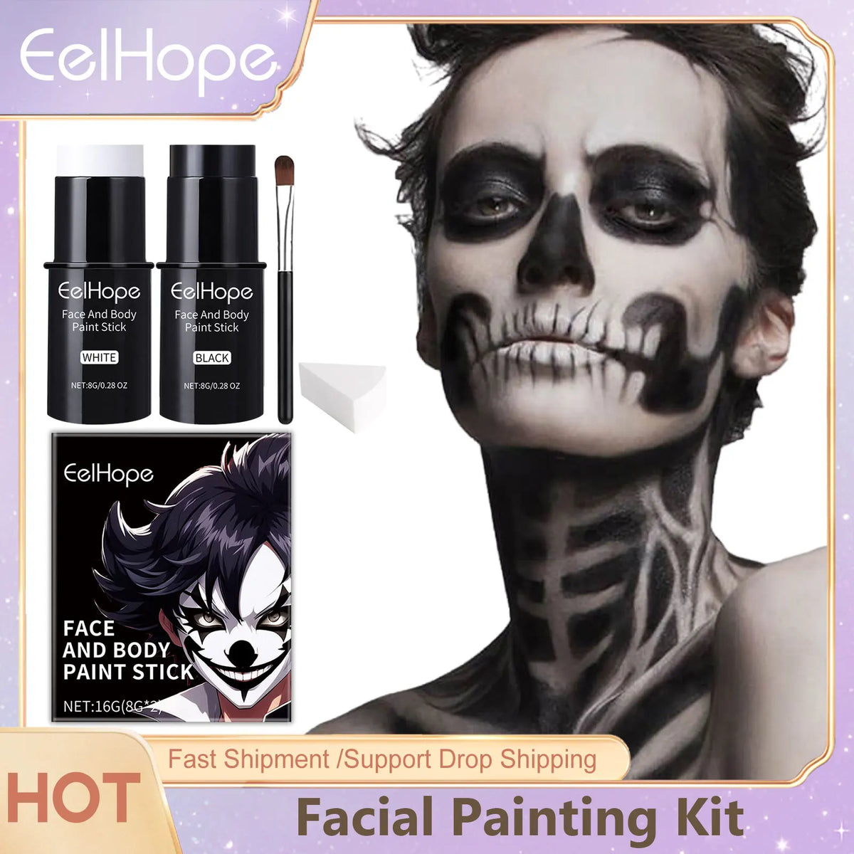 Kit de Maquillaje Halloween Blanco y Negro