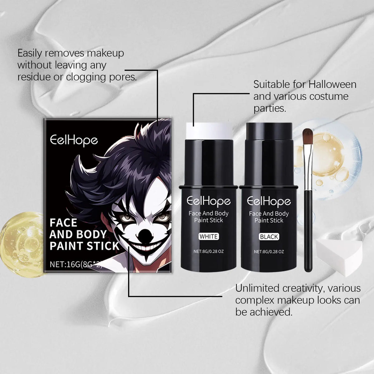 Kit de Maquillaje Halloween Blanco y Negro