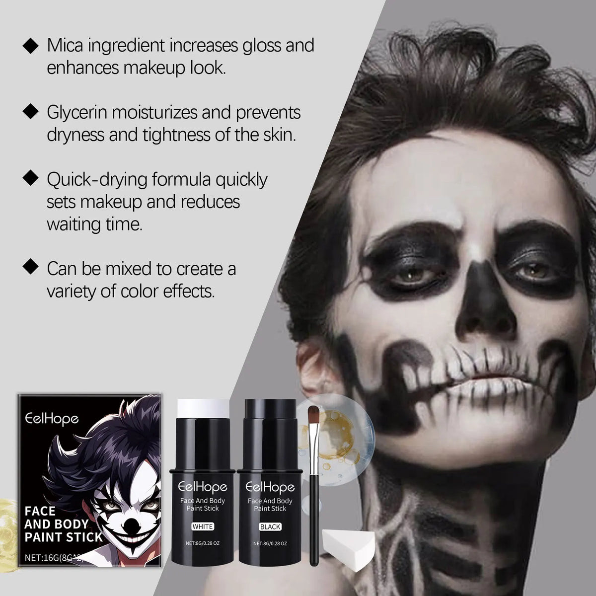 Kit de Maquillaje Halloween Blanco y Negro