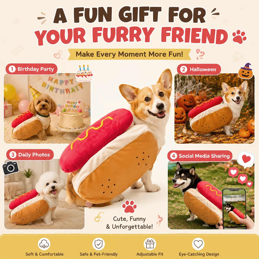 Disfraz de Perrito Caliente para Mascota – Halloween
